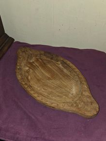 Vintage Hand Carved Wooden Serving Tray