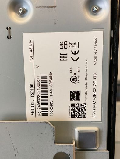 STAR TSP100 Future Print POS Receipt Printer/ Used/ Comes with Power Cable
