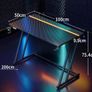 Gaming Desk with LED Lights, Gaming Table with Cup Holder and Headphone Hook, Double Z Frame Design Computer Desk, Carbon Fiber Black 100 cm Image 3