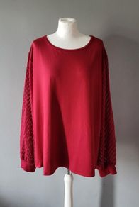 Burgundy top with sheer sleeves, Size 4XL / UK24