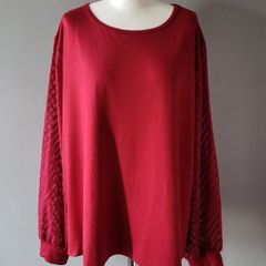 Burgundy top with sheer sleeves, Size 4XL / UK24