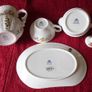 4 Piece Aynsley Cottage Garden Pattern Bone China Rare Tennis Set With Tray And Oban Cup, Tea Pot With Lid And Water Pitcher For One Person Setting Made In England Image 9