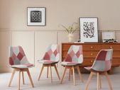 Set of 4 PATCHWORK Upholstered Dining Chairs Morandi Pink  with Patchwork Fabric and Metal Beech Wood Legs for Bedroom Living Room Kitchen