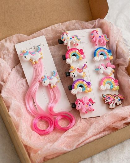 Unicorn & Rainbow Hair Clip Set
