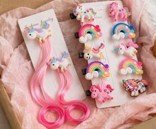 Unicorn & Rainbow Hair Clip Set