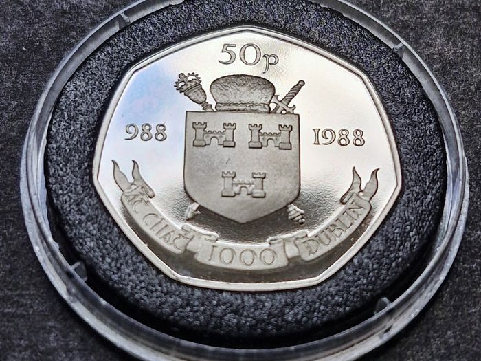 Ireland 1988 Dublin 50 P Fifty Pence Proof Coin