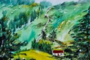 carrawaystick waterfall watercolour