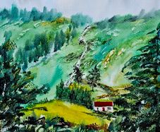 carrawaystick waterfall watercolour