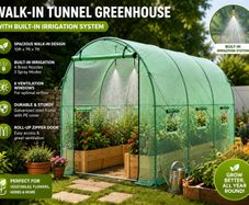 10ft x 7ft Walk In Heavy Duty Polytunnel Greenhouse with Built In Irrigation