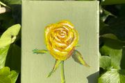 Mini Art - Original Yellow Rose on Canvas