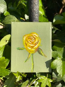Mini Art - Original Yellow Rose on Canvas