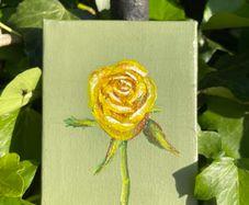 Mini Art - Original Yellow Rose on Canvas