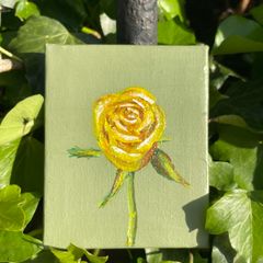 Mini Art - Original Yellow Rose on Canvas