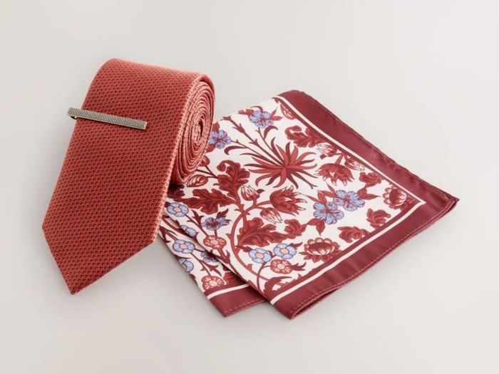 x3 Bundle - Brand New Next Rust Red Tie & Pocket Square Set - RRP - 22.50