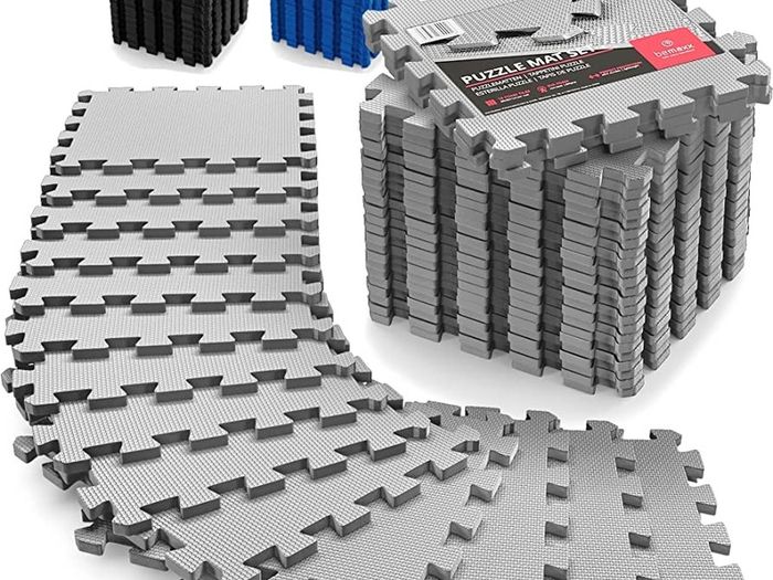 Soft Foam Floor Mat - 18 Pieces Protective Gym Flooring Set, Exercise Mats EVA Puzzle Rubber Tiles, Ground Surface Protection Workout Underlay Matting Sports Pool Home (FREE POSTAGE)