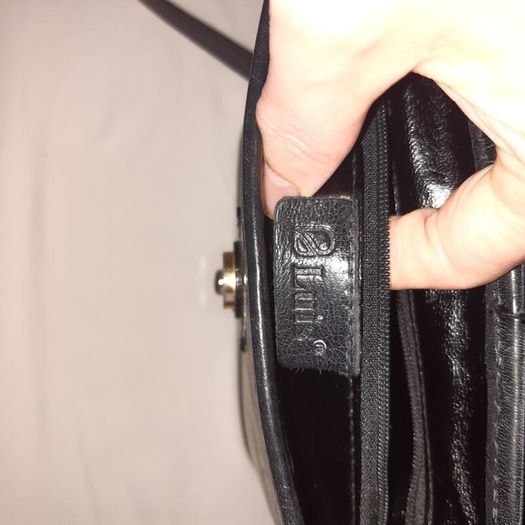 Black leather handbag