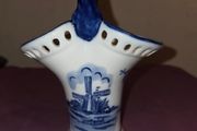 Delft Blue Basket Vase - Hand Painted