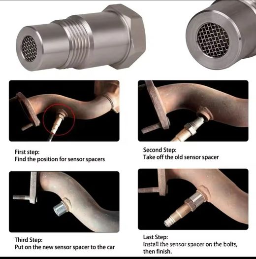 Universal Extension Filter Oxygen O2 Sensor Connector Parts Thread Steel Adapter Extender Spacer Internal M18 1.5 Stainless L0L3