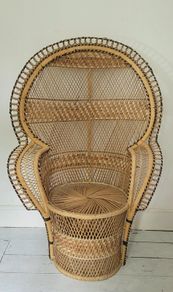 70s bamboo & wicker peacock chair