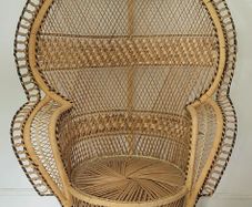 70s bamboo & wicker peacock chair