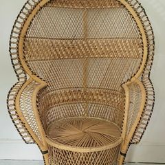 70s bamboo & wicker peacock chair