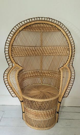 70s bamboo & wicker peacock chair