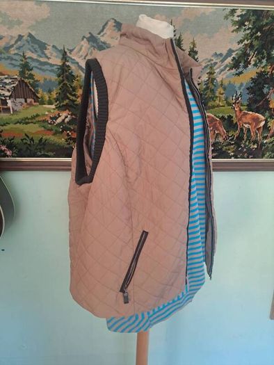 Quilted Isle gilet with knitted arm trim