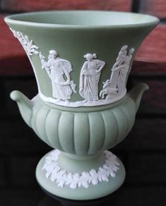 Wedgwood Jasperware Sage Green "Maidens" Urn Vase