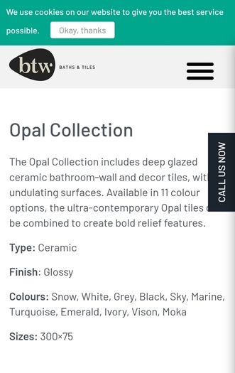 6 Boxes of unused wall tiles Colour: Sky