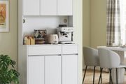 Modern Kitchen Sideboard with 4 Cabinets, 2 Drawers and Adjustable Shelves, 100x38x180 cm, White