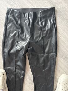 leather look trousers