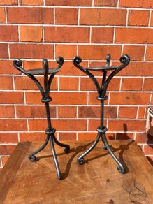 Wrought iron candle holders x2