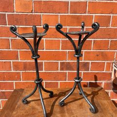 Wrought iron candle holders x2