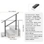 Outdoor Handrails for Steps, 2-3 Step Stair Rail Kit, Black Square Tube with Horizontal Bar, Carbon Steel Support Rails for Seniors, Concrete & Deck Stairs, Easy Installation Image 5
