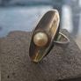 Lovely Vintage Sterling Silver Ladies Ring with a single Pearl stone Image 7