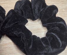 Two black velvet scrunchies