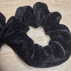 Two black velvet scrunchies
