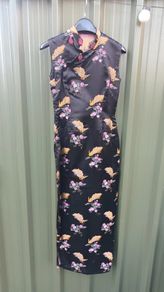 Vintage elegant cheongsam, sz small, hand taylored, brocade silk, D18 post 6e