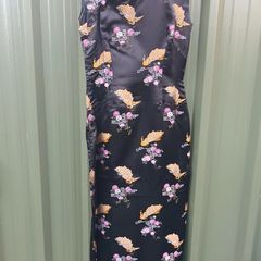 Vintage elegant cheongsam, sz small, hand taylored, brocade silk, D18 post 6e