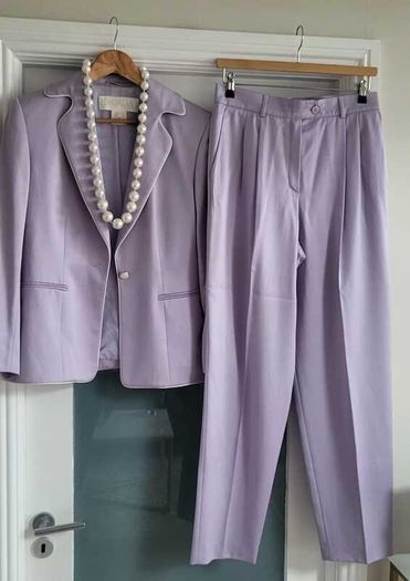 ESCADA Mauve Wool Mix Trouser Suit Sz 40 (Fit 12UK)