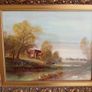 Vintage Framed Print - Spencer Coleman 'Village in Autumn' Ornate Gilt Frame Image 2