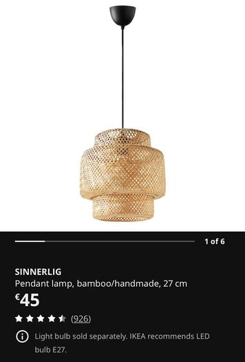 IKEA Sinnerlig Pendant Lightshade - New