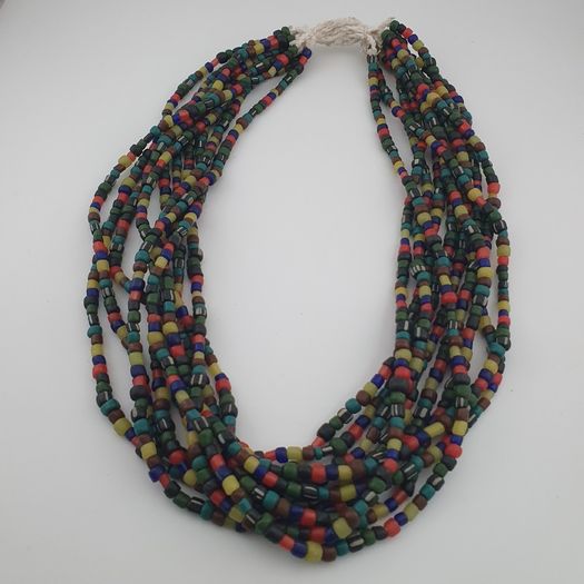 Antique African Style MultiColor 4-5.5mm Glass Beads Necklace Strand