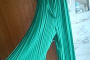 Boutique stunning green pleated wide leg catsuit jumpsuit playsuit frills S/M 8 10 12 New  party