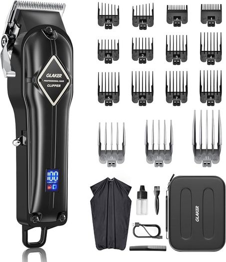 Hair Clippers for Men - Cordless Professional Barber Clipper Hair Cutting Kit with 15 Guide Combs for Haircut, Trimming & Grooming