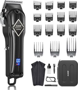 Hair Clippers for Men - Cordless Professional Barber Clipper Hair Cutting Kit with 15 Guide Combs for Haircut, Trimming & Grooming