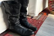 DUNE - Black leather mid-calf boots size 39