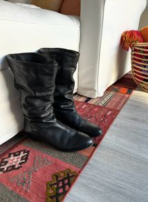 DUNE - Black leather mid-calf boots size 39