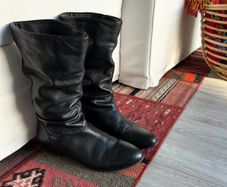 DUNE - Black leather mid-calf boots size 39