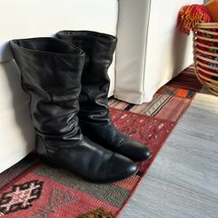 DUNE - Black leather mid-calf boots size 39